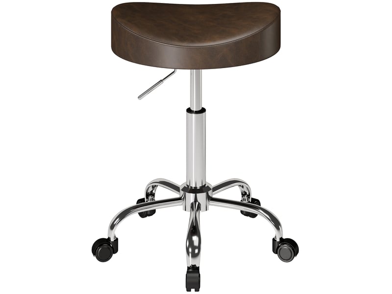  Tabouret de massage à roulettes réglable h.51-66 cm pivotant synthétique marron  - Conforama E