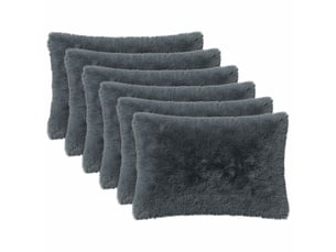 Lot de 2 coussins avec oreiller, coussins décoratifs heerlen anthracite fleece pv cf50382