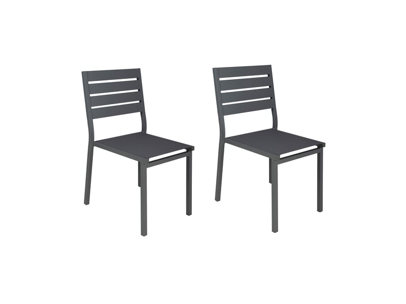  Lot de 2 chaises en aluminium et textilene gris  - Conforama A