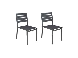 Lot de 2 chaises en aluminium et textilene gris