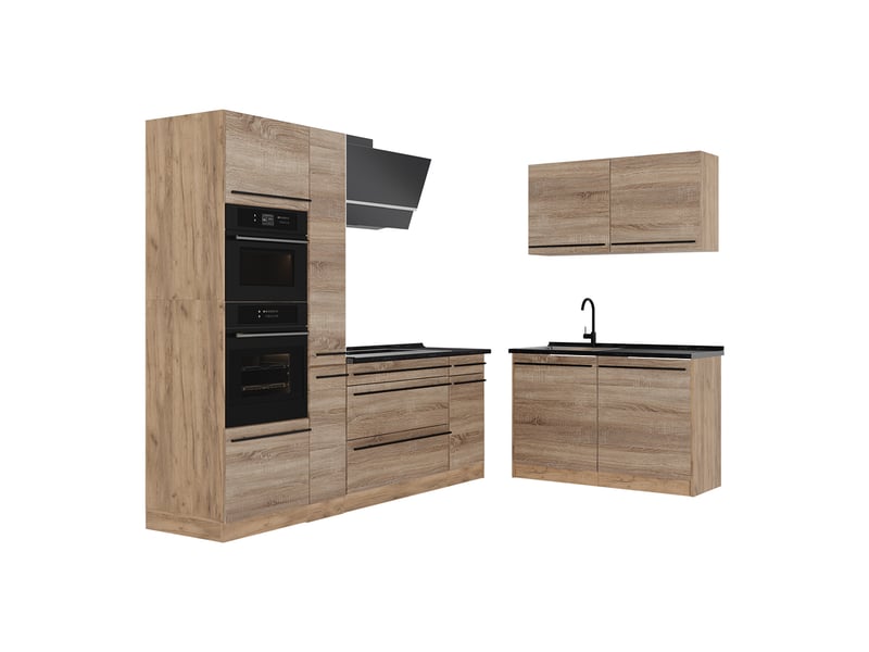  Vicco cuisine en angle, sonomachêne doré, 230 x 120 cm plan de travail anthracite  - Conforama A