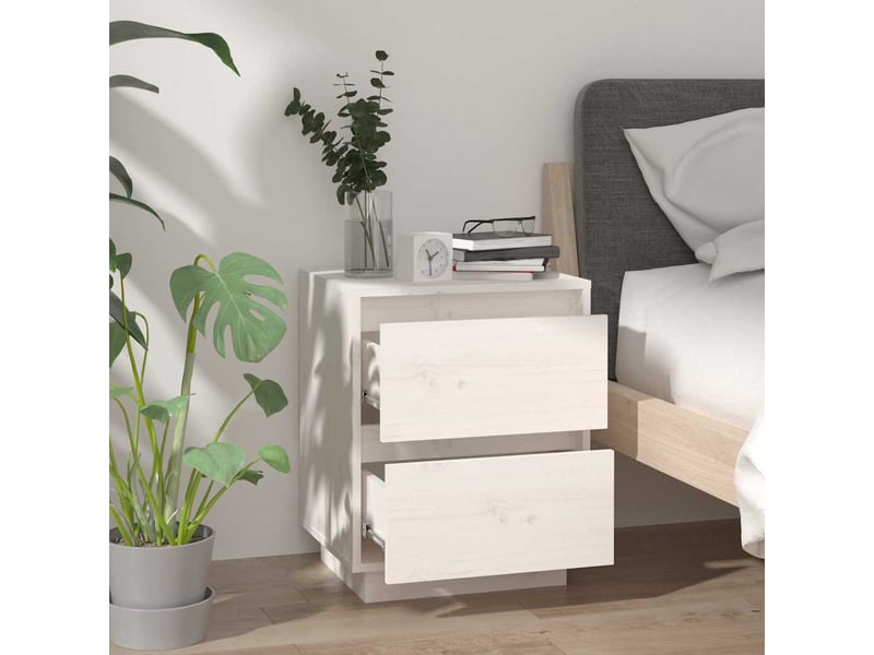  Lot de 2 tables de chevet - cabinet de chevet - table de nuit blanc 40x35x50 cm bois de pin solide  - Conforama C