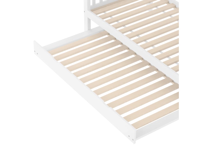  Lit superposé 90x200 cm avec lit gigogne bois et mdf blanc sans matelas  - Conforama D
