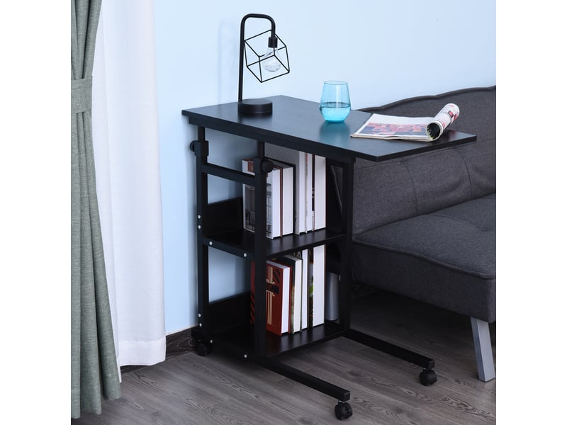  Table d'appoint | bout de canapé portable hauteur réglable cadre métal noir  - Conforama D