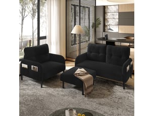 Canapé droit fixe OKWISH  2 + 1 places Tissu noir