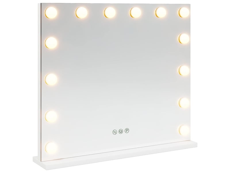 Miroir de coiffure led blanc 50 x 10 x 44 cm verre et acier cf62698 - Conforama A