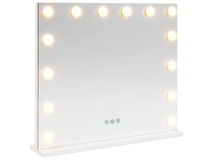 Miroir de coiffure led blanc 50 x 10 x 44 cm verre et acier cf62698