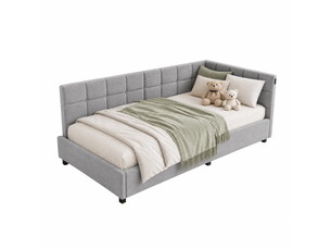 Lit simple 90x200 cm LYCHOEEY coloris gris