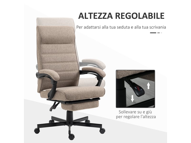  Chaise de bureau réglable en hauteur avec repose-pieds et assise rembourrée, 68 x 67 x 109-119 cm, marron  - Conforama E