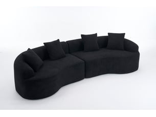 Canapé modulable,275x115x63 cm,4 places forme incurvée,chenille,noir