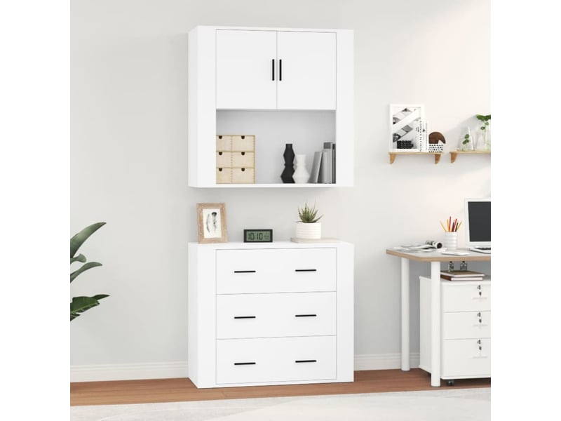  Buffet haut - bahut - meuble de rangement blanc bois d'ingénierie  - Conforama D