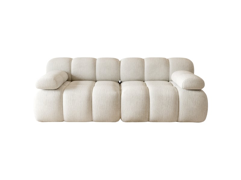  Canapé 2 places 200x100x68 cm en tissu chenille blanc  - Conforama D