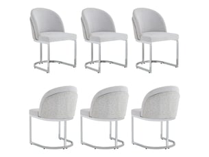 Lot de 6 chaises de salle a manger 58×52x85cm gris et argent, structure en métal, dossier double style contemporain
