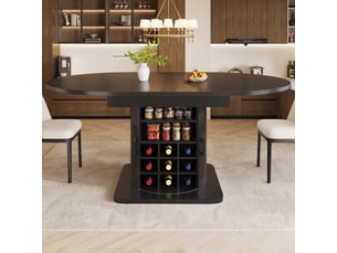 Table à manger extensible,118-158x118x76 cm,avec rangement,mdf,noir