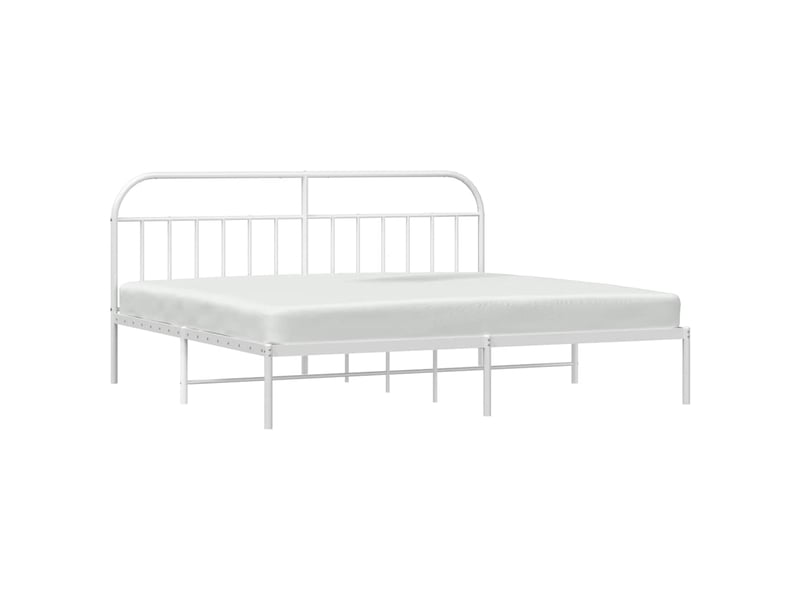  Lit double- lit adulte -  cadre de lit métal sans matelas et tête de lit blanc 200x200 cm  - Conforama D