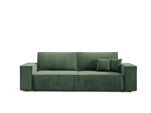 Canapé droit convertible 4 places Velours vert avec coffre de rangement