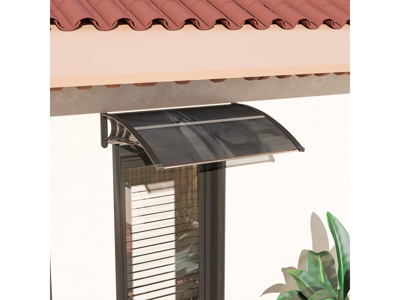  Auvent extérieur en polycarbonate anti-uv 100 x 80 cm pour portes et fenêtres  - Conforama D