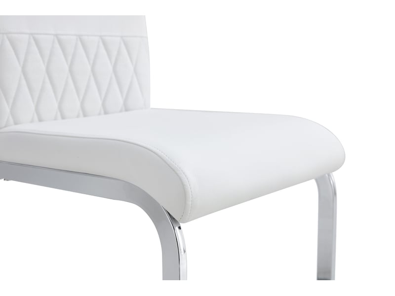  Lot de 6 chaises de salle à manger 42x48x95 cm, polyuréthane blanc, structure métallique, dossier haut  - Conforama E