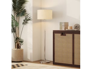 Lampadaire 40x40x168 cm réglable en hauteur métal argenté et beige