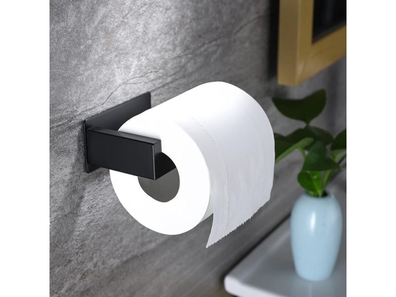  Enowelir distributeur de papier toilette en acier inoxydable support mural adhésif sans percage noir pour salle de bain et cuisine  - Conforama D