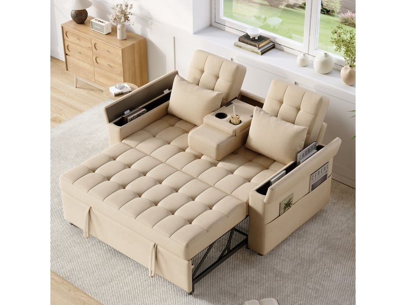 Canapé convertible 2 places avec rangement et dossier réglable evryae - Conforama B