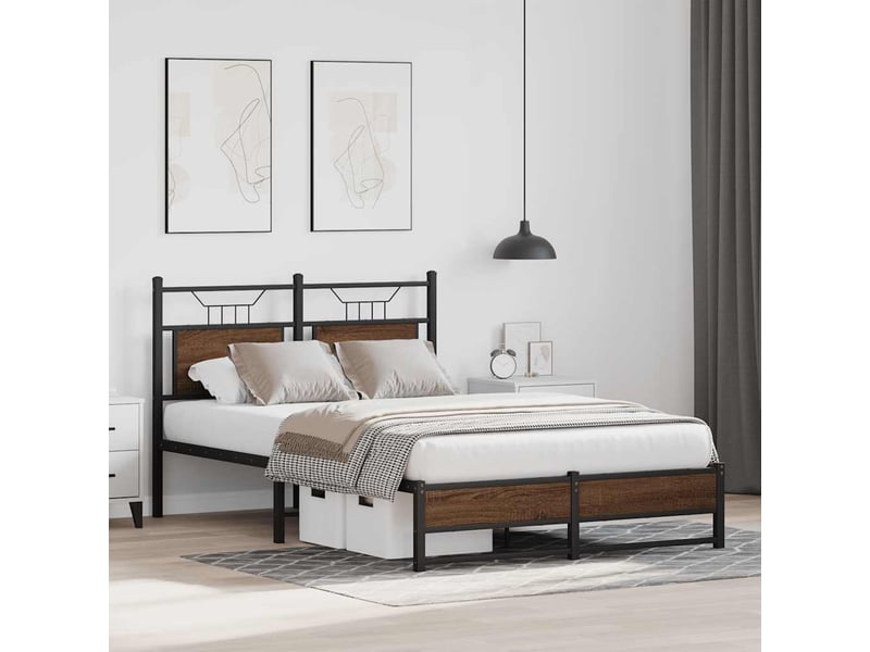  Lit double- lit adulte -  cadre de lit sans matelas chêne marron 120x190 cm  - Conforama C