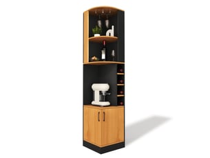 Buffet de cuisine 2 portes 40x40x182 cm - meuble d'angle avec porte-bouteilles, rangement pour verres et étagères - noir