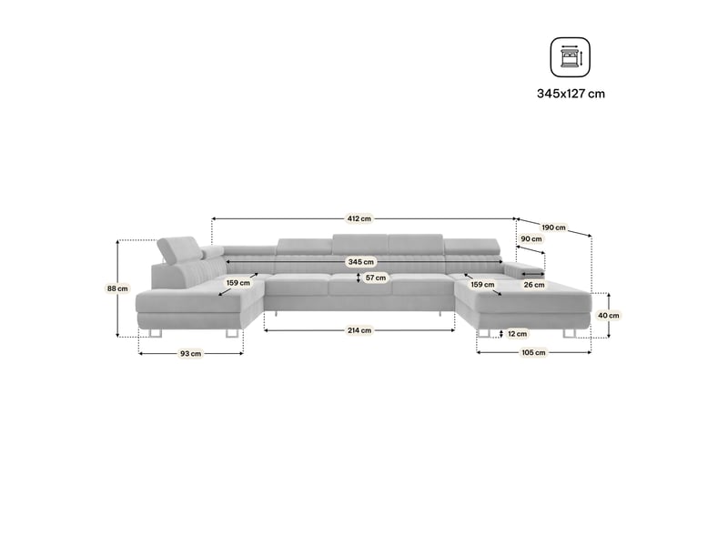  Canapé d'angle gaian, velours beige  - Conforama E