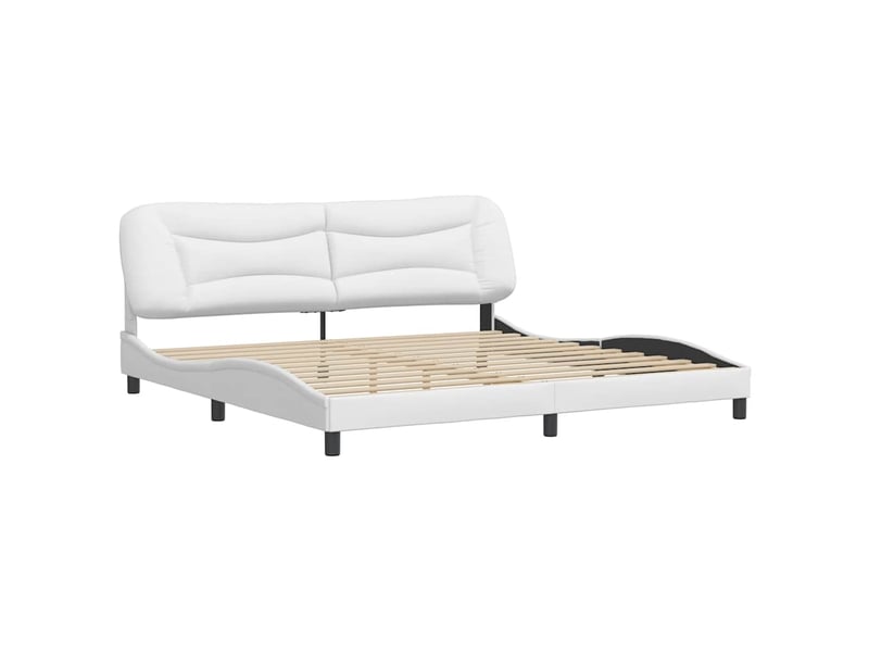  Lit adulte, lit double, cadre de lit sans matelas hvar blanc 200x200cm similicuir cf14772  - Conforama C
