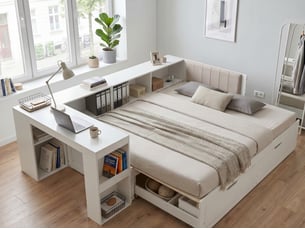 Lit coffre 180x200 cm BIQZUYA coloris blanc