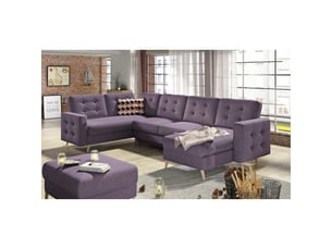 Canapé d'angle panoramique convertible hasgard u 326 cm violet avec coffre