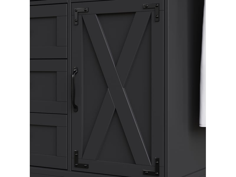  Îlot de cuisine 147x44x93 cm pliable multifonction mdf métal noir  - Conforama D