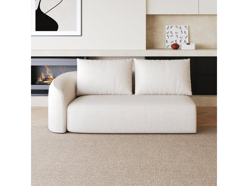 Petit canapé 2 places blanc, canapé d'angle gauche 160 cm pour salon, design compact et moderne. - Conforama D