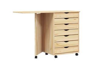 Caisson roulant avec bureau avec roue moss vernis transparent