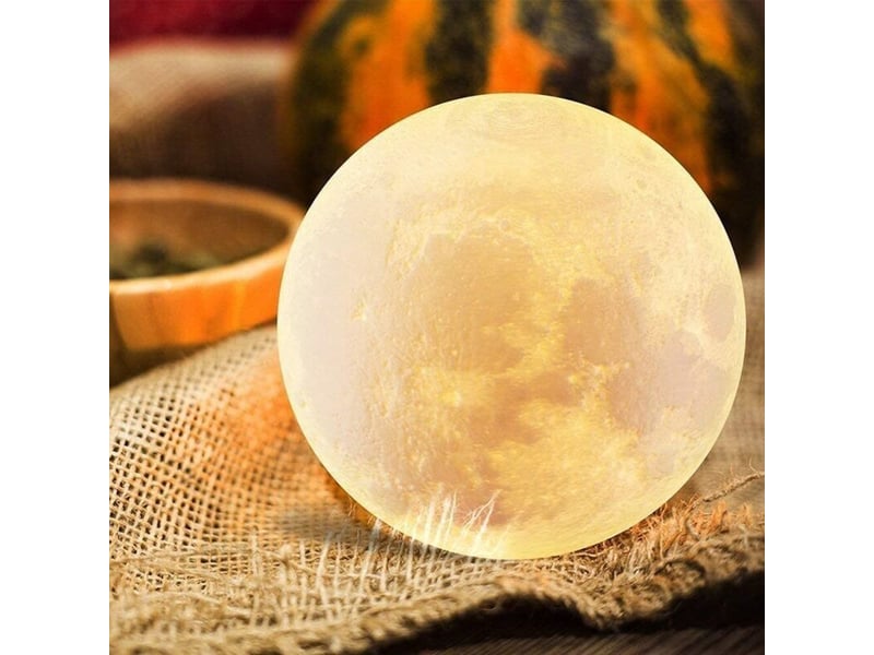  Lampe lune 3d, veilleuse led lampe luna tactile 3 couleurs, usb rechargeable veilleuse lune  - Conforama B