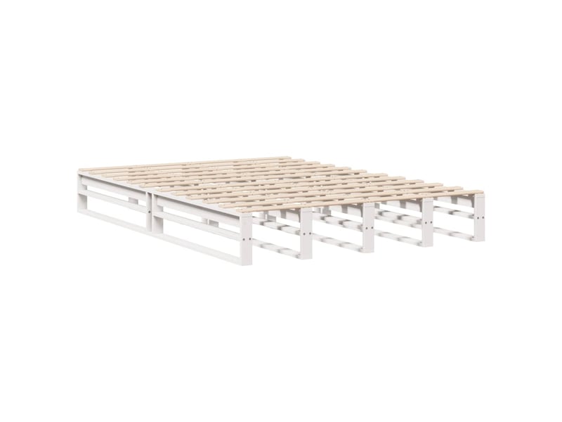  Lit double- lit adulte -  cadre de lit sans matelas blanc 150x200 cm bois de pin massif  - Conforama C