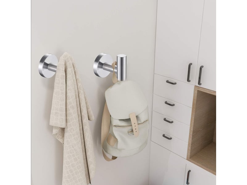 Crochets porte-serviettes, de rangement en acier inoxydable argenté – charge maximale 5 kg – lot de 2, gris CC005759MXR - Conforama B