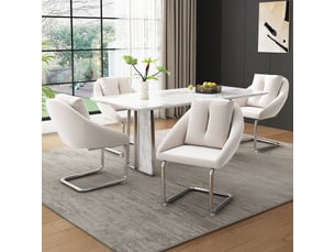 Chaises de salle à manger lot de 4 pivotantes avec dossier ergonomique  - piètement métal, velours beige