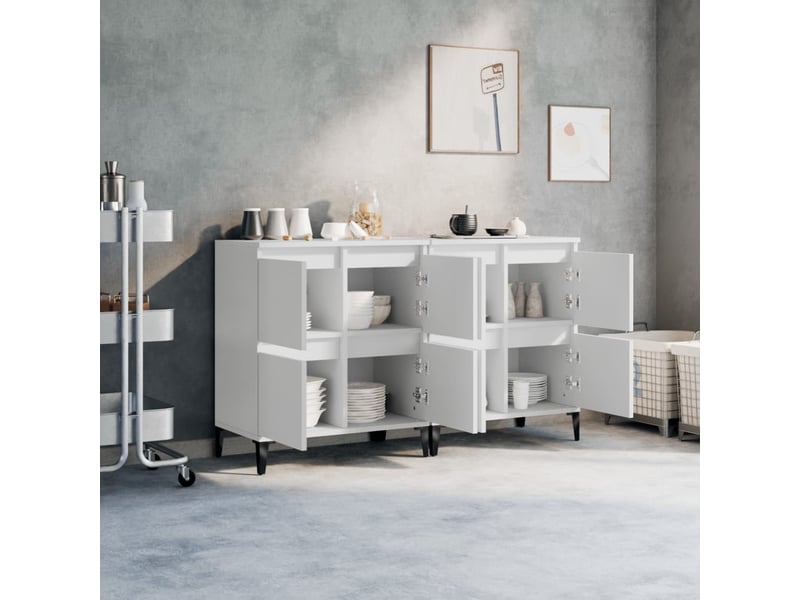 Buffets 2 pcs blanc 60x35x70 cm bois d'ingénierie - Conforama C