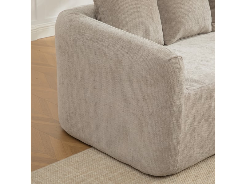  Canapé modulable en tissu chenille gris, design contemporain pour salon, confort moelleux et structure stable.  - Conforama D