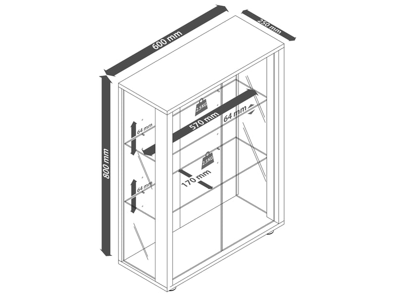  Vcm vitrine sur pied sintalo h. 80 x w. 60 x d. 25 cm  - Conforama D