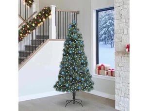 Sapin de noël - arbre de noël artificiel pré-éclairé avec ensemble de boules