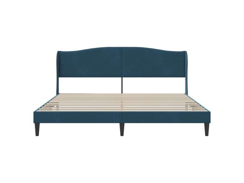  Lit double- lit adulte -  cadre de lit avec tête de lit bleu 200 x 200 cm velours  - Conforama C