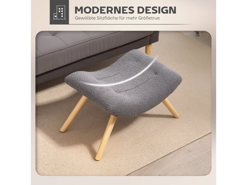  Tabouret, repose-pieds en tissu polaire berbère, tabouret rembourré capacité de charge jusqu'à 120 kg, pour salon, chambre, 67 x 45 x 38 cm, gris 838-482V00CG - Conforama B