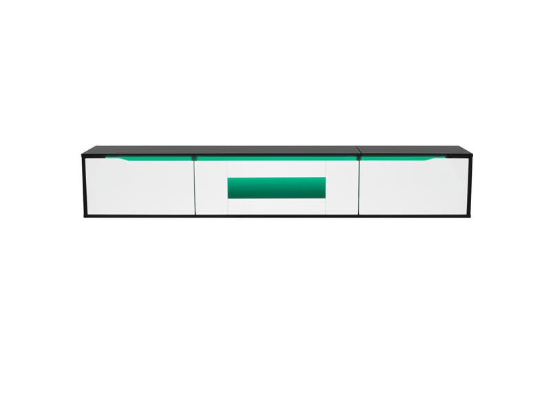  Meuble tv 180 cm noir et blanc avec éclairage led  - Conforama E