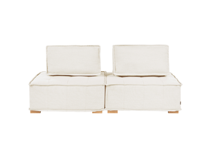 Canapé droit fixe BELIANI  2 places Tissu blanc avec coffre de rangement