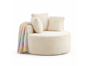 Fauteuil fixe CHICFURN Velours côtelé beige vendu A l'unité