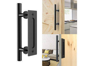 Poignée de porte coulissante rétro noire en aluminium, jeu de poignées à tirer et à encastrer pour porte coulissante en bois, 30 cm