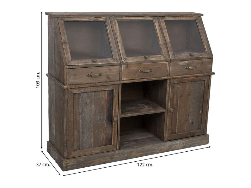  Buffet en bois brun 122x37x103 cm h  - Conforama C