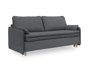 Canapé droit convertible MIUFORM Sam 3 places Tissu gris avec coffre de rangement
